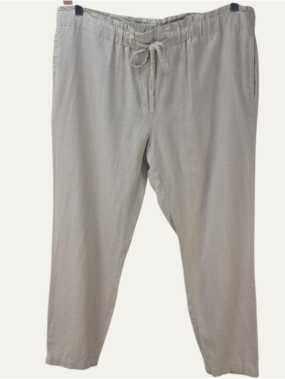 RW&CO Linen Blend Pull On Pants Large Beige Drawstring Ankle Pants